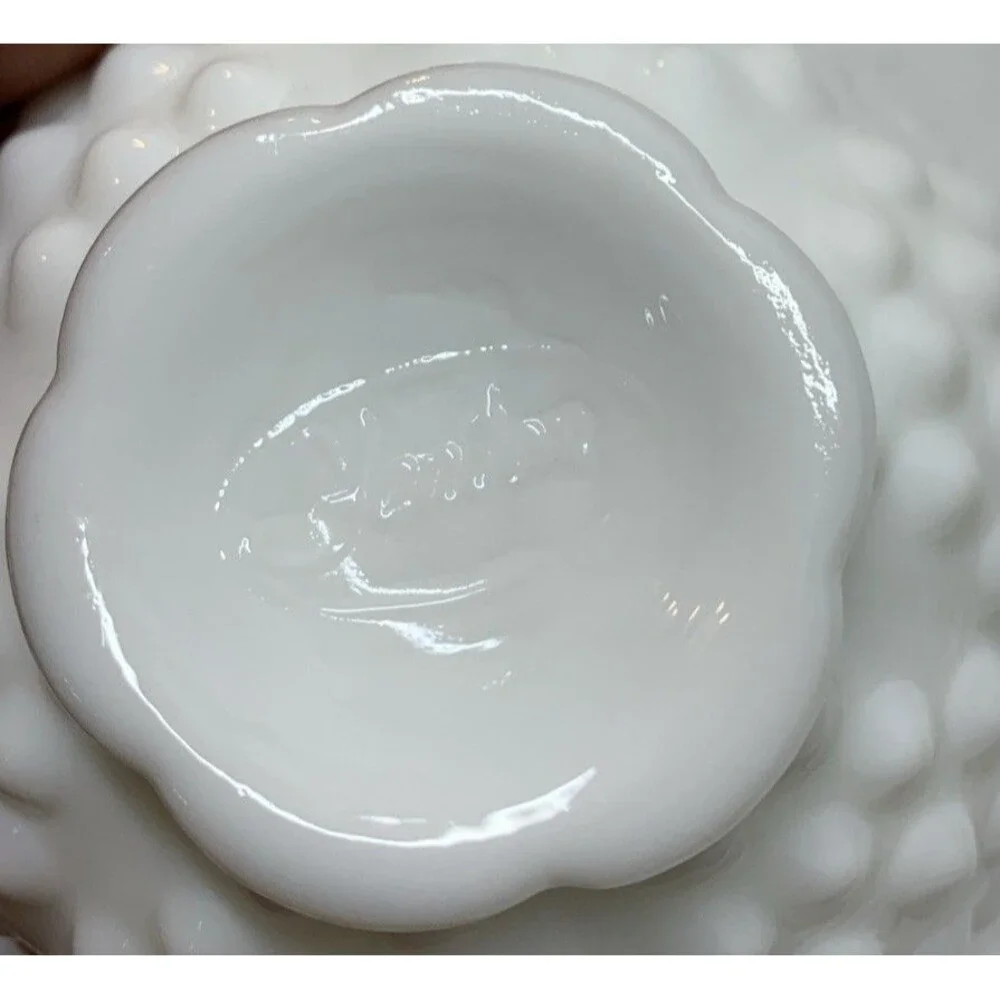 Vintage Fenton Hobnail White Milk Glass Fairy Lamp Candle Holder 4.5”